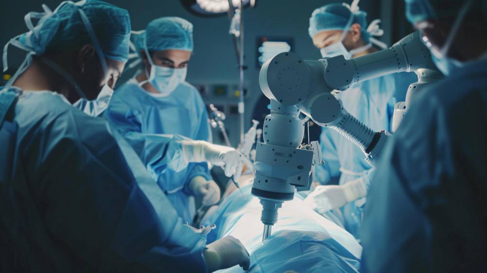 Doctors doing surgery with robots